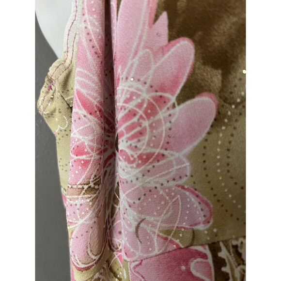 MKM Designs Dress Womens 1X Pink Brown Paisley Spaghetti Strap Bow Made USA - Picture 5 of 12